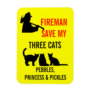 Feuerwehrmann retten meinen drei Katzen Sicherheit Magnet