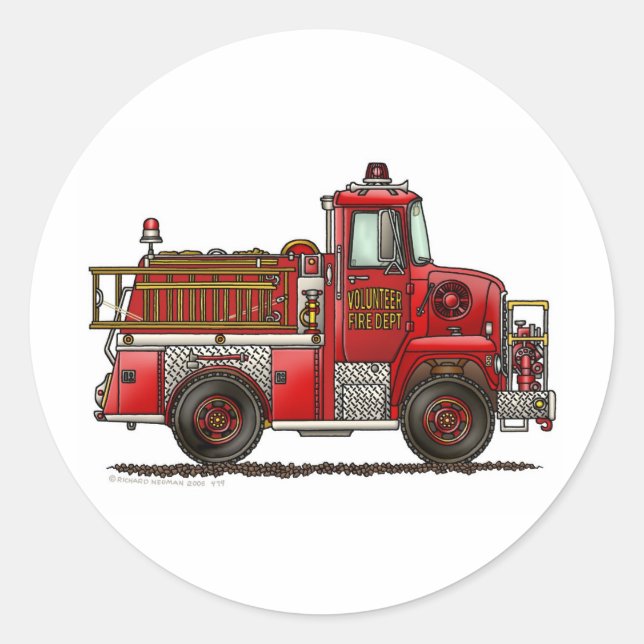 Feuerwehrmann Runder Aufkleber (Vorderseite)