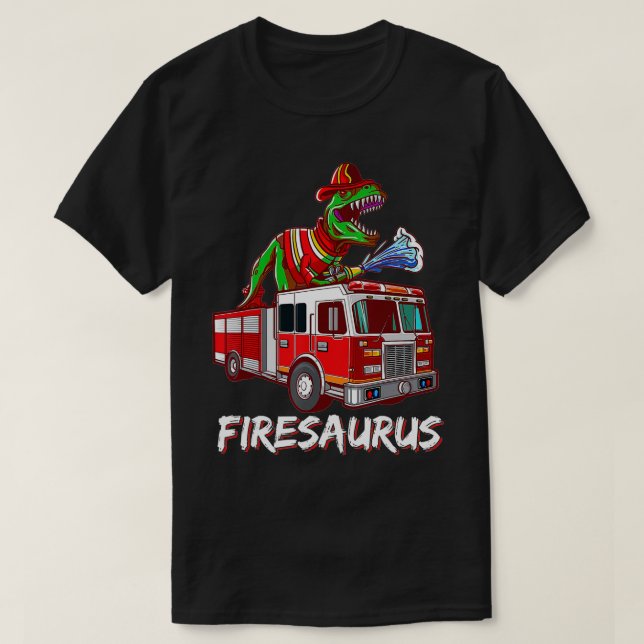 Feuerwehrmann Saurus Feuerwehrauto Feuerwehrmann D T-Shirt (Design vorne)