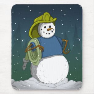Feuerwehrmann-Schneemann Mousepad