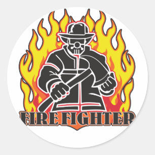Feuerwehrmann-Silhouette Runder Aufkleber