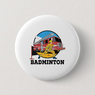 Feuerwehrmann spielt Badminton Feuerwehrmann Feuer Button