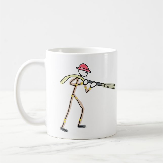 Feuerwehrmann Stickman Kaffeetasse (Links)