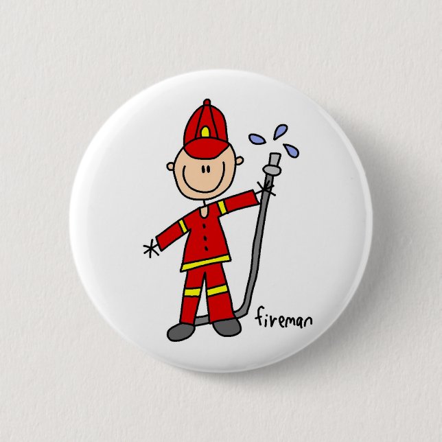 Feuerwehrmann-Strichmännchen Button (Vorderseite)