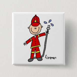 Feuerwehrmann-Strichmännchen Button