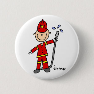 Feuerwehrmann-Strichmännchen-Knopf Button