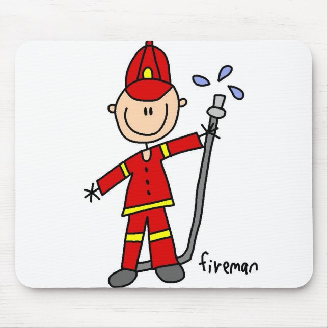 Feuerwehrmann-Strichmännchen-Mauspad Mousepad (Vorne)