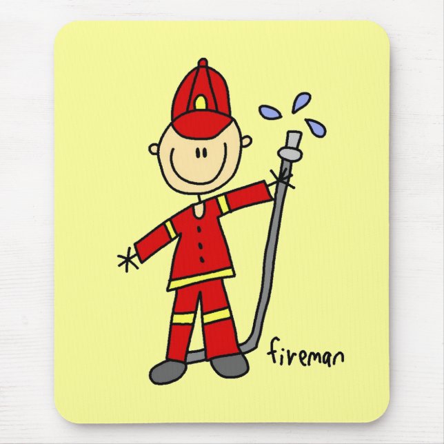 Feuerwehrmann-Strichmännchen Mousepad (Vorne)