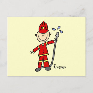 Feuerwehrmann-Strichmännchen Postkarte