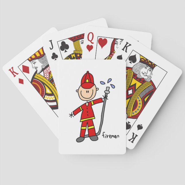Feuerwehrmann-Strichmännchen Spielkarten (Rückseite)
