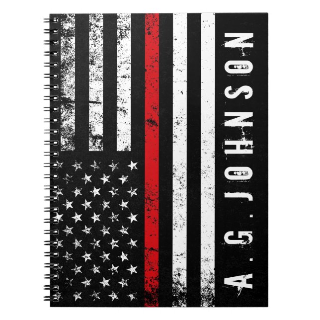 Feuerwehrmann Styled Distressed USA Flag Notizblock (Vorderseite)