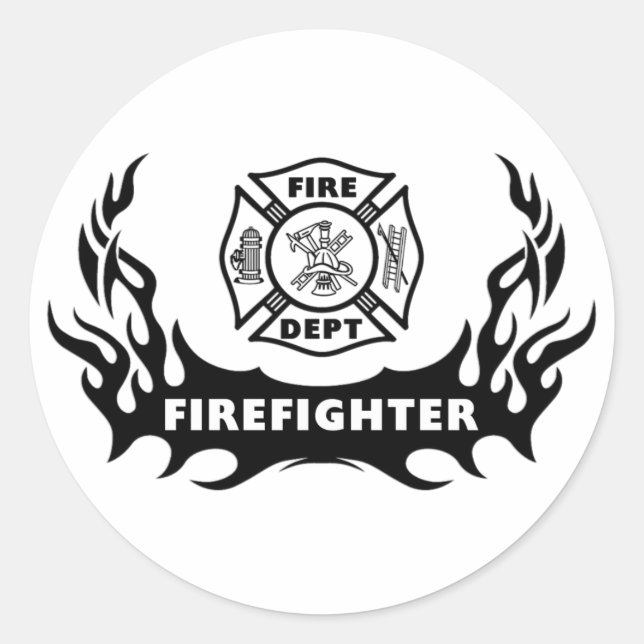 Feuerwehrmann Tattoo Runder Aufkleber (Vorderseite)