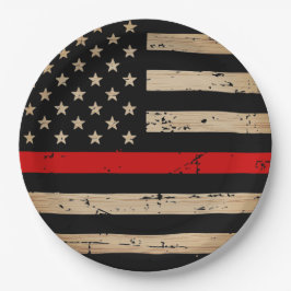 Feuerwehrmann Thin Red Line Pappteller