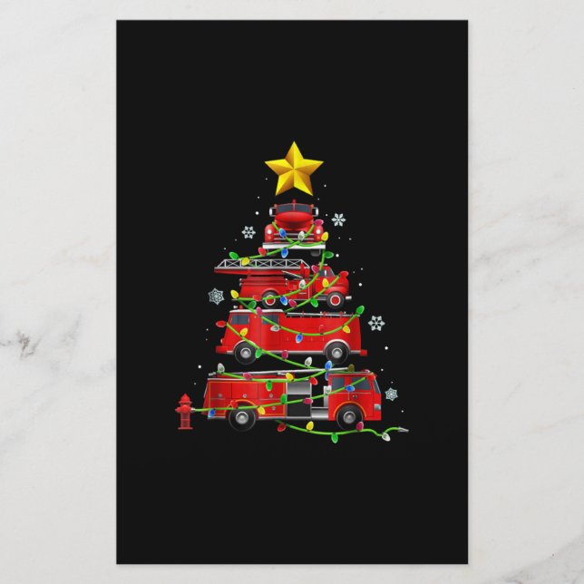 Feuerwehrmann Truck Weihnachtsbaum Männer Frauen Briefpapier (Vorderseite)