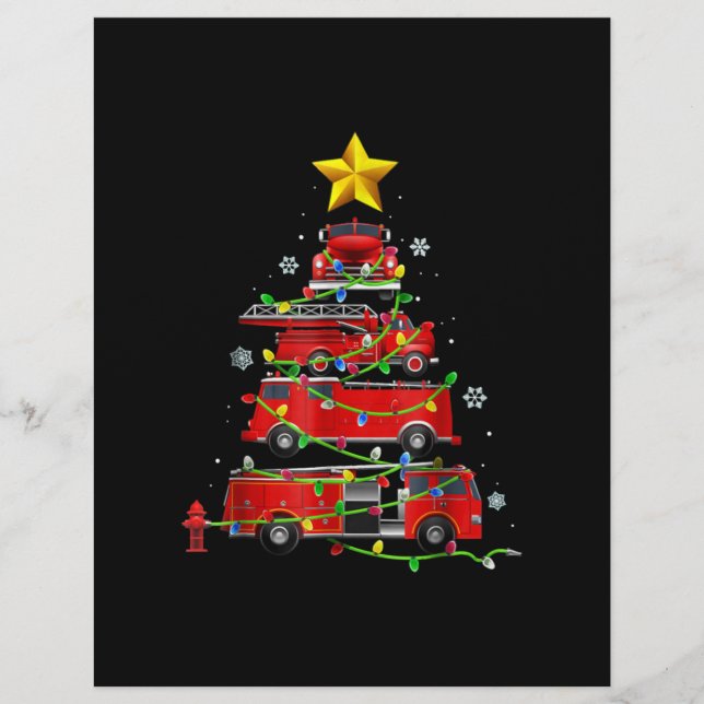 Feuerwehrmann Truck Weihnachtsbaum Männer Frauen Flyer (Vorne)