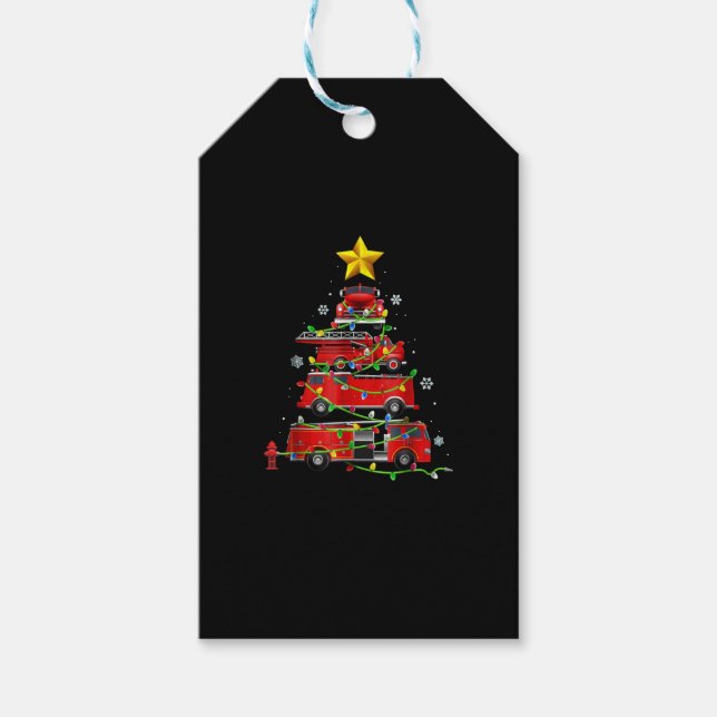 Feuerwehrmann Truck Weihnachtsbaum Männer Frauen Geschenkanhänger (Vorderseite)