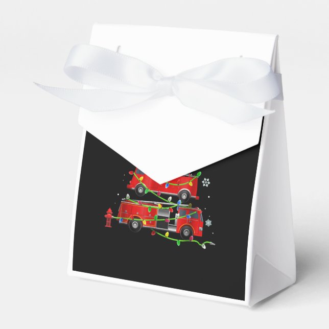 Feuerwehrmann Truck Weihnachtsbaum Männer Frauen Geschenkschachtel (Vorderseite)