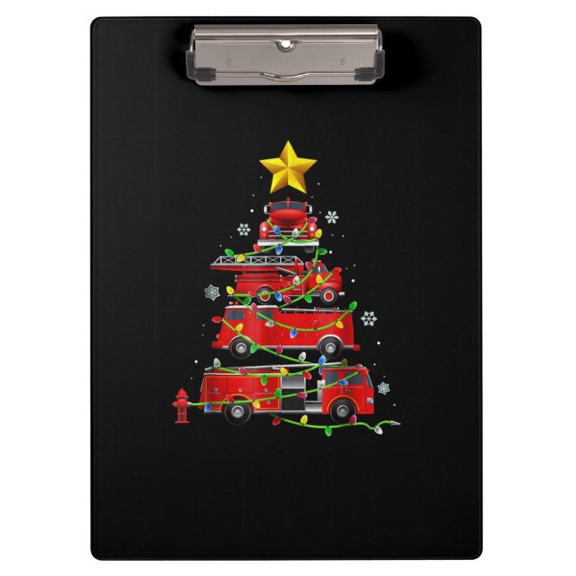 Feuerwehrmann Truck Weihnachtsbaum Männer Frauen Klemmbrett (Vorderseite)