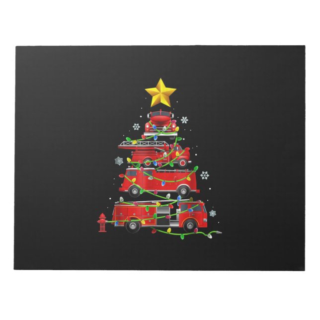 Feuerwehrmann Truck Weihnachtsbaum Männer Frauen Notizblock (Vorderseite)