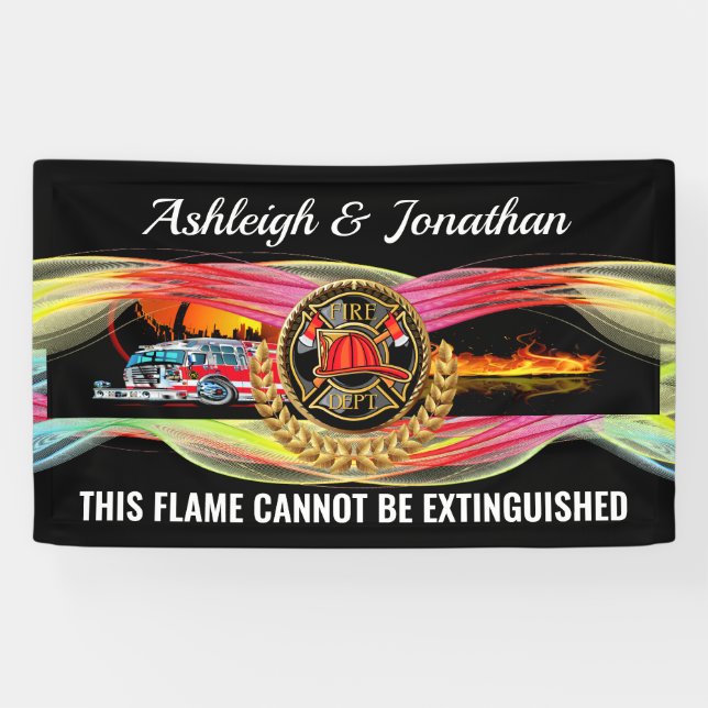 Feuerwehrmann - Überarbeitete Einladung zur Hochze Banner (Horizontal)