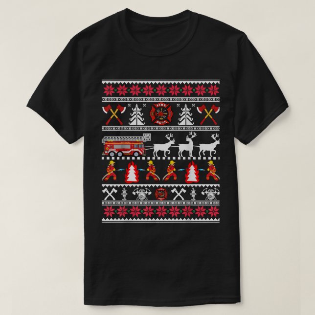Feuerwehrmann Uggg Weihnachtskraut, Feuerwehrfeuer T-Shirt (Design vorne)