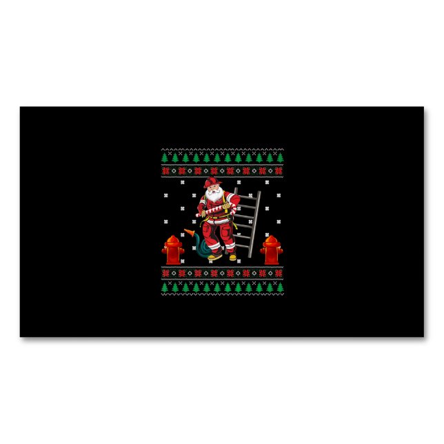 Feuerwehrmann Ugly Weihnachts-Sweater Xmas Boys Gi Magnetische Visitenkarte (Vorderseite)