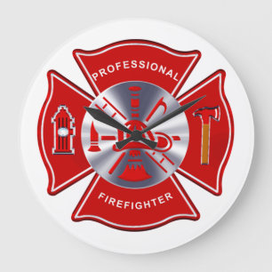 Feuerwehrmann-Uhr - beruflich Große Wanduhr