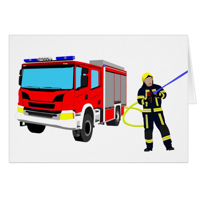 Feuerwehrmann und Löschfahrzeug (Vorderseite (Horizontal))
