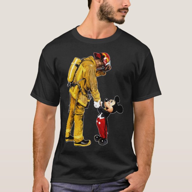  Feuerwehrmann und Maus Mickey Pour Shirt (Vorderseite)