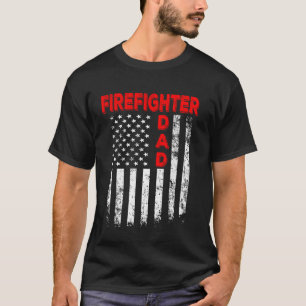 Feuerwehrmann-Vater-Amerika-Flagge-Vatertag-Vintag T-Shirt