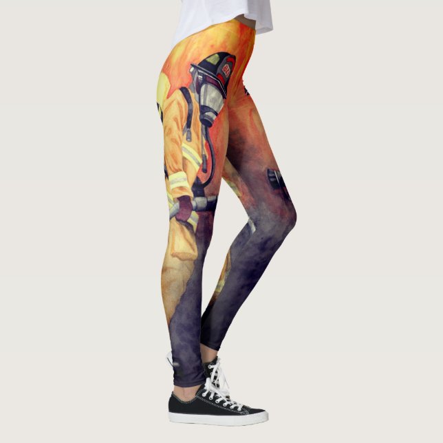 Feuerwehrmann Wasserfarbenmalerei Leggings Fireman (Rechts)
