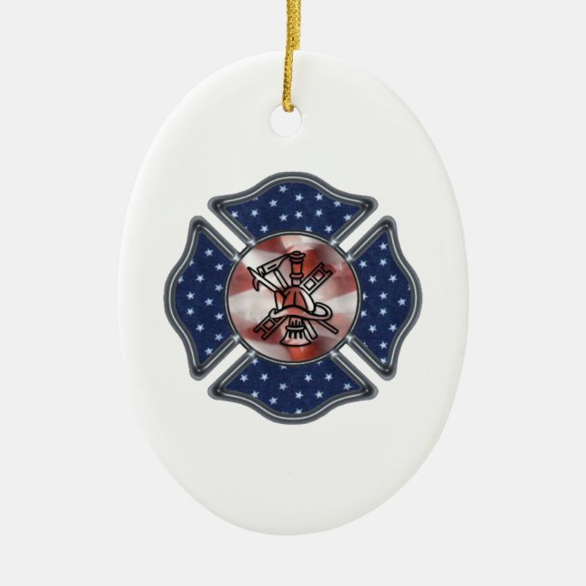 Feuerwehrmann-Weihnachten Keramik Ornament (Vorne)