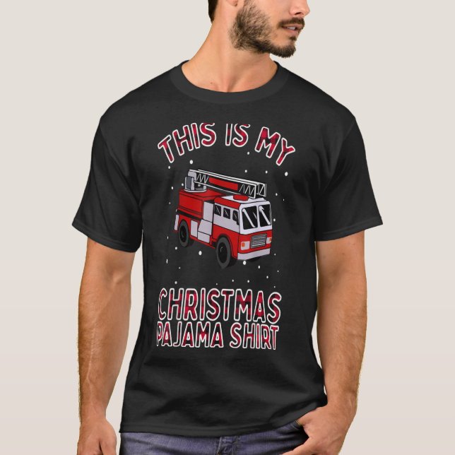 Feuerwehrmann Weihnachten Pajama Feuerzug Funny Fi T-Shirt (Vorderseite)