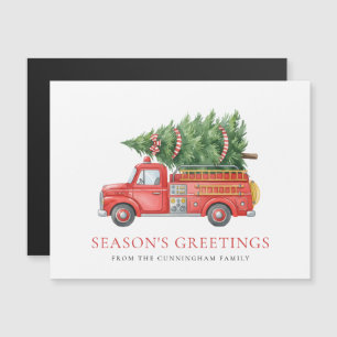 Feuerwehrmann Weihnachten Roter Feuerwehrwagen Mag Magnetkarte