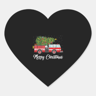 Feuerwehrmann Weihnachten Tree Feuerwehrmann Frohe Herz-Aufkleber