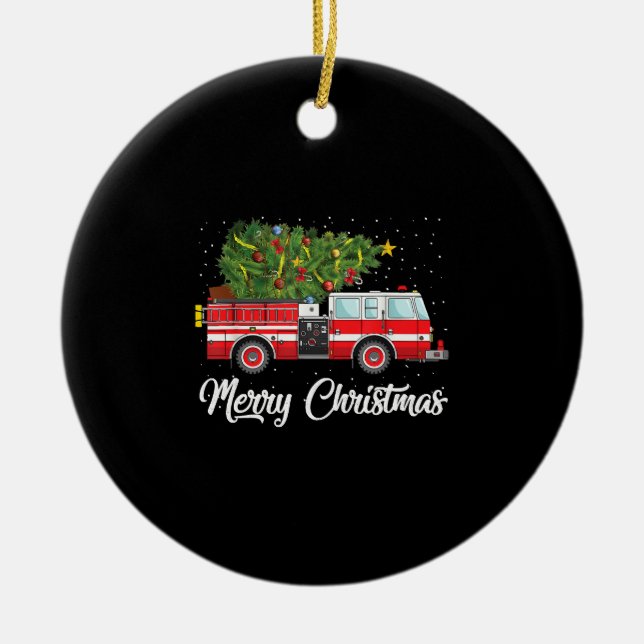 Feuerwehrmann Weihnachten Tree Feuerwehrmann Frohe Keramik Ornament (Vorne)