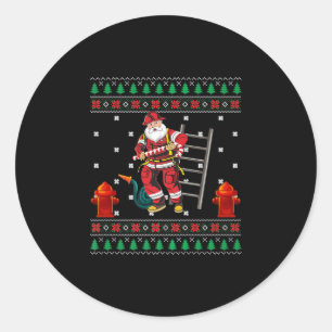 Feuerwehrmann Weihnachten Weihnachten Weihnachtsma Runder Aufkleber