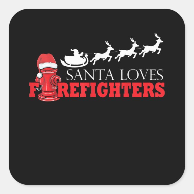 Feuerwehrmann Weihnachtsgeschenke Weihnachtsmann F Quadratischer Aufkleber (Vorderseite)