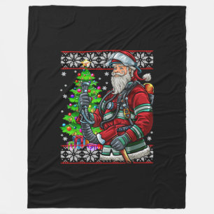 Feuerwehrmann Weihnachtsmann Feuerwerk Kostüm Ugly Fleecedecke