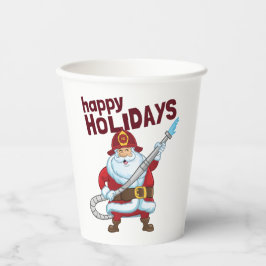 Feuerwehrmann Weihnachtsmann Pappbecher