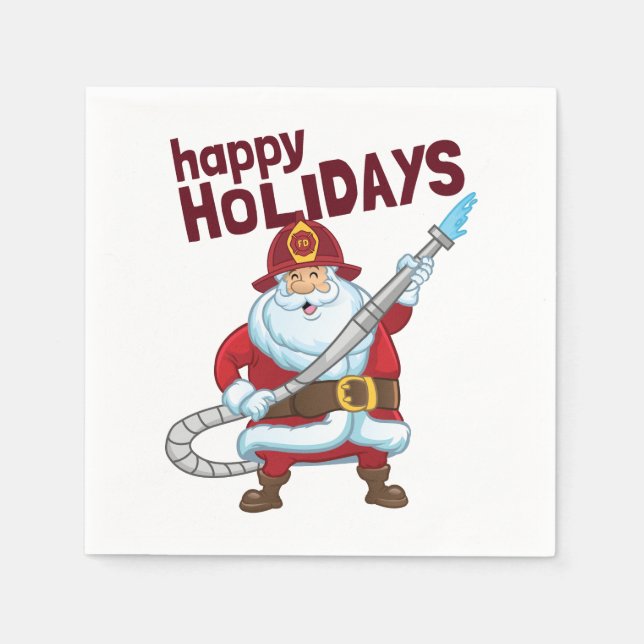 Feuerwehrmann Weihnachtsmann Serviette (Vorderseite)