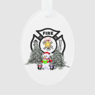 Feuerwehrmann-Weihnachtsszene Ornament