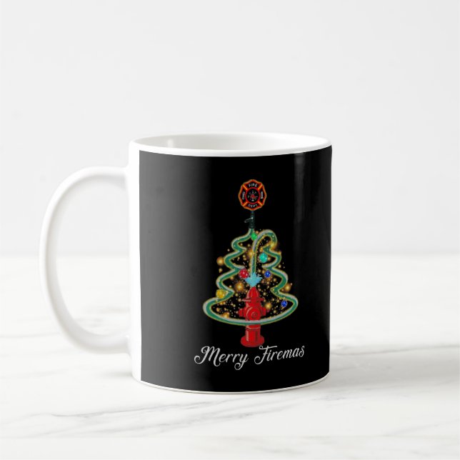 Feuerwehrmann Xmas Leuchtender Weihnachtsmann Kaffeetasse (Links)