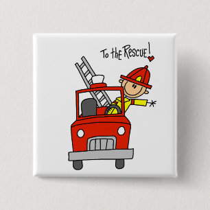 Feuerwehrmann zu den Rettungs-T-Shirts und den Button
