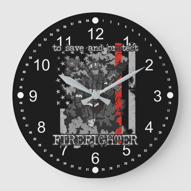 Feuerwehrmann zum Rett und Schutz Große Wanduhr (Vorderseite)