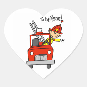 Feuerwehrmann zur Rettung T-Shirts und Geschenke Herz-Aufkleber