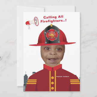Feuerwehrmännchen in Hole Foto Geburtstag Einladung