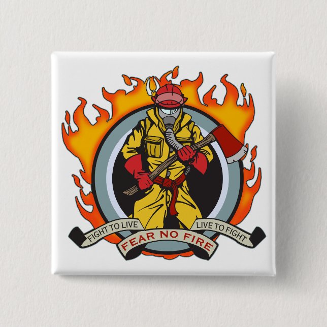 Feuerwehrmänner befürchten kein Feuer Button (Vorderseite)