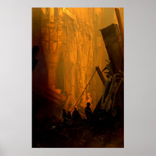 Feuerwehrmänner im Schutt der Twin Tower auf 9/11 Poster