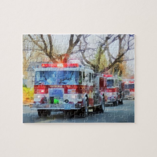 Feuerwehrmänner - Linie der Feuerspritzen in der (Horizontal)
